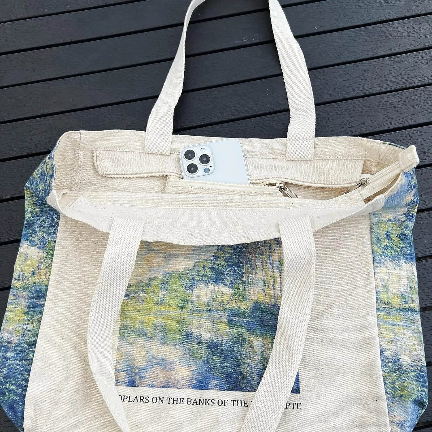 کیف خرید کنفی BROADREAM طرح قدیمی، کیف کنفی، کیف خرید، کیف دستی بوم نقاشی، کیف بزرگ پارچه ای زنانه مناسب دانشگاه و کار