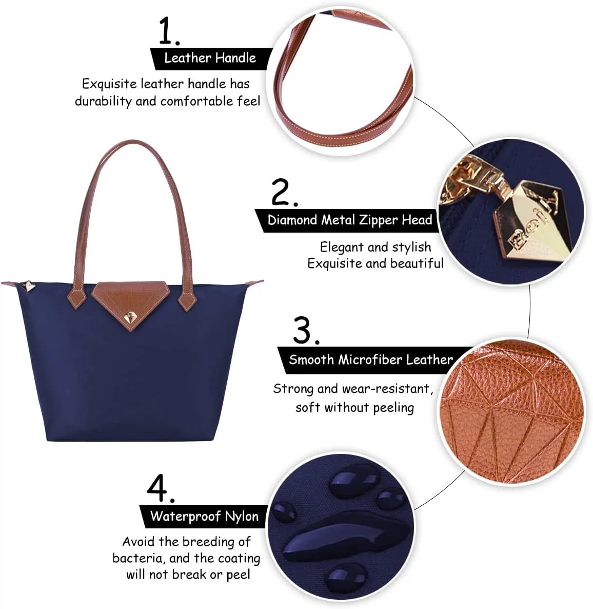 کیف دوشی تاشو زنانه آکسفورد با ظرفیت بزرگ، کیف دستی نایلونی، کیف خرید تاشو زنانه، کیف مسافرتی ساحلی ضد آب و غیر رسمی