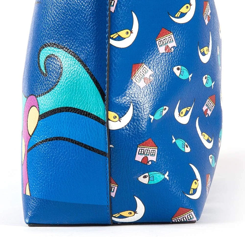 کیف دوشی چرم مصنوعی زنانه طرح جغد و شهر بیگ دیزاین، کیف دستی مناسب کار، دانشگاه و مدرسه، کیف بزرگ و جادار، کیف لپ تاپ زنانه، کیف دستی ضد آب و سبک، کیف مسافرتی