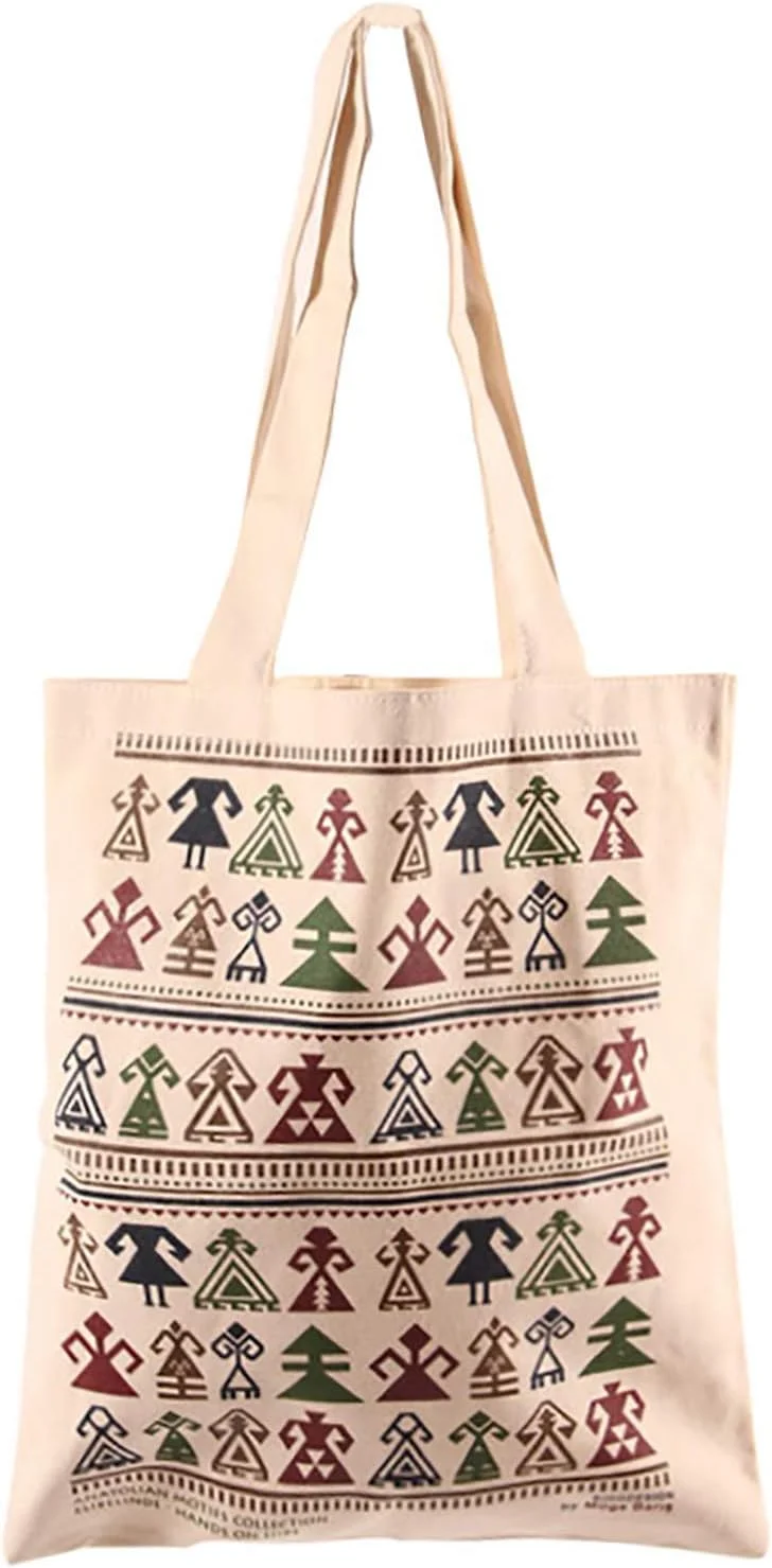 کیف پارچه ای دوشی بیگ دیزاین با بند، رنگ کرم، طرح و نقش اصیل، 30 سانتی متر، استفاده راحت، تاشو، قابل شستشو