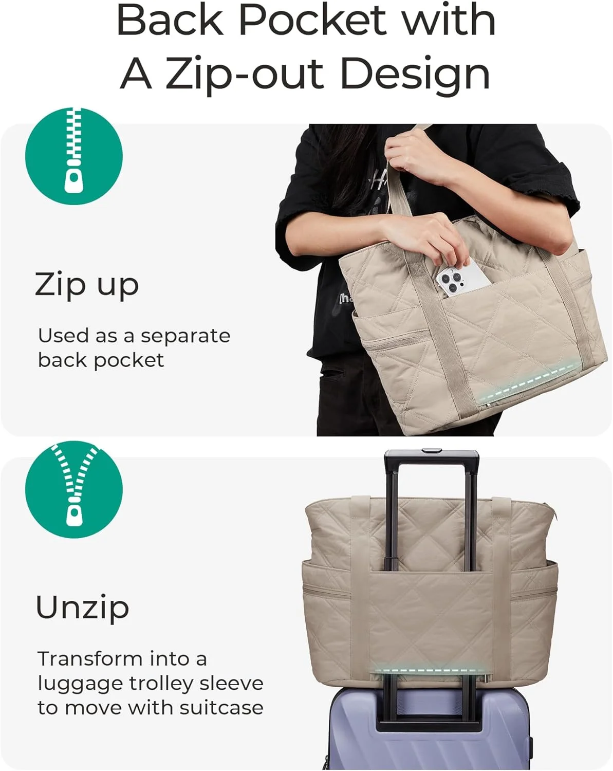 کیف دستی زنانه BAGSMART، کیف بزرگ با زیپ، کیف لحافی پفی، کیف باشگاه ورزشی زنانه، کیف دستی برای مسافرت و کار، هدیه روز مادر برای مادر کیف دستی زنانه BAGSMART، کیف بزرگ با زیپ، کیف لحافی پفی، کیف باشگاه ورزشی زنانه، کیف دستی برای مسافرت و کار، هدیه روز مادر برای مادر