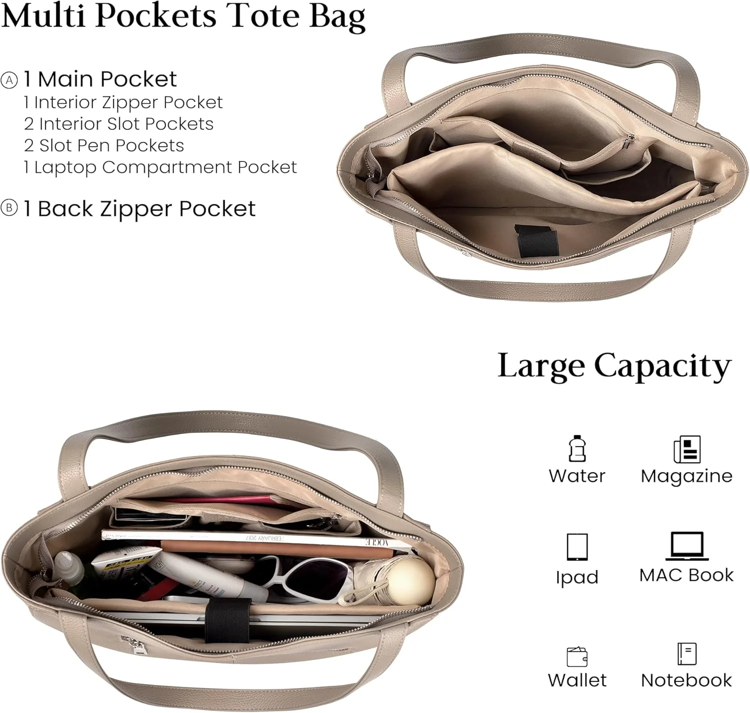 کیف دستی چرمی اصل befen برای زنان، کیف بزرگ دوشی زنانه، کیف دستی زنانه با محفظه لپ تاپ