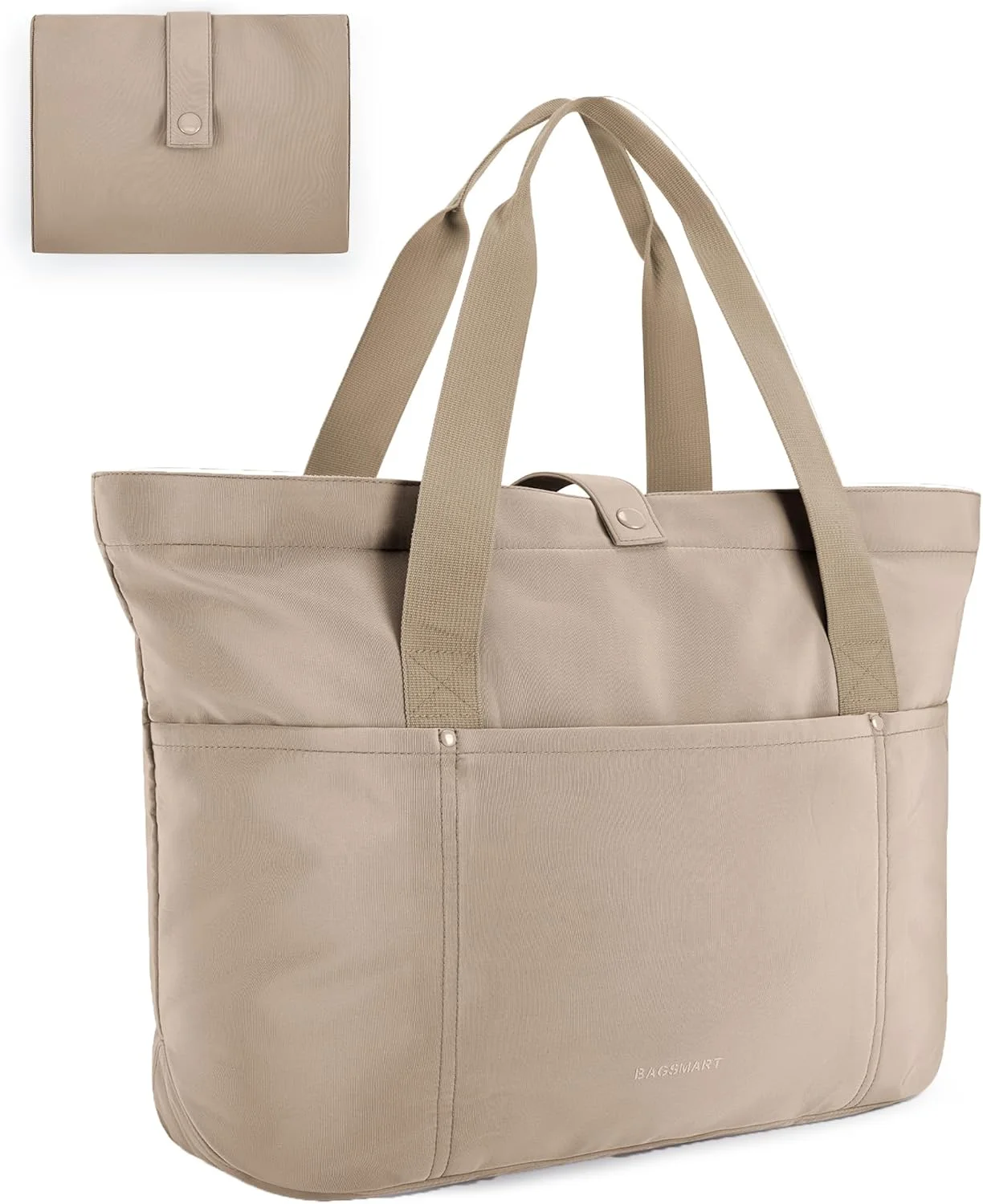 کیف دستی زنانه BAGSMART، کیف تاشو با زیپ، کیف بزرگ رودوشی، کیف دستی با دسته بالایی برای مسافرت، کار