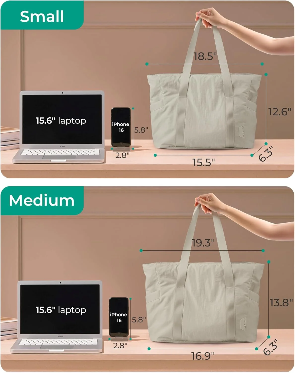 کیف بزرگ زنانه BAGSMART با دسته بالایی و سگک برای زیرانداز یوگا، باشگاه، کار، مدرسه