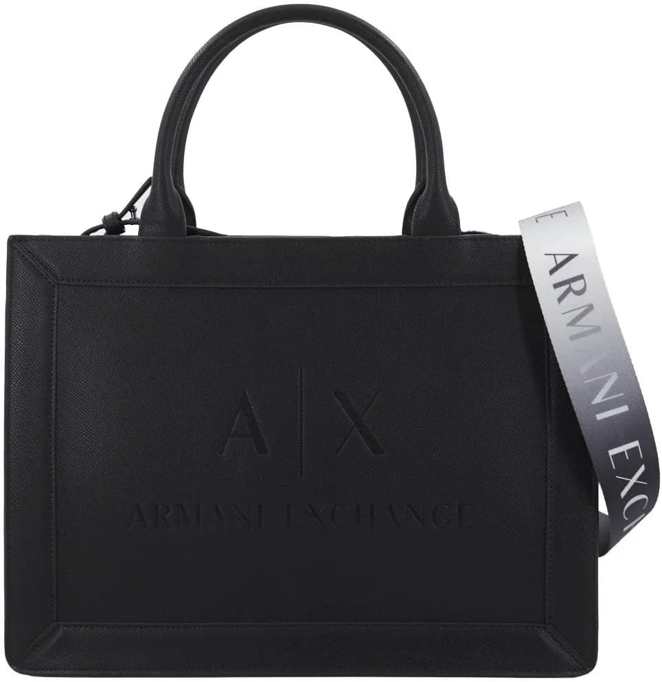 کیف دستی زنانه آرمانی اکسچنج مدل لیلا، لوگوی بزرگ در جلو، زیپ دار، دارای جیب داخلی