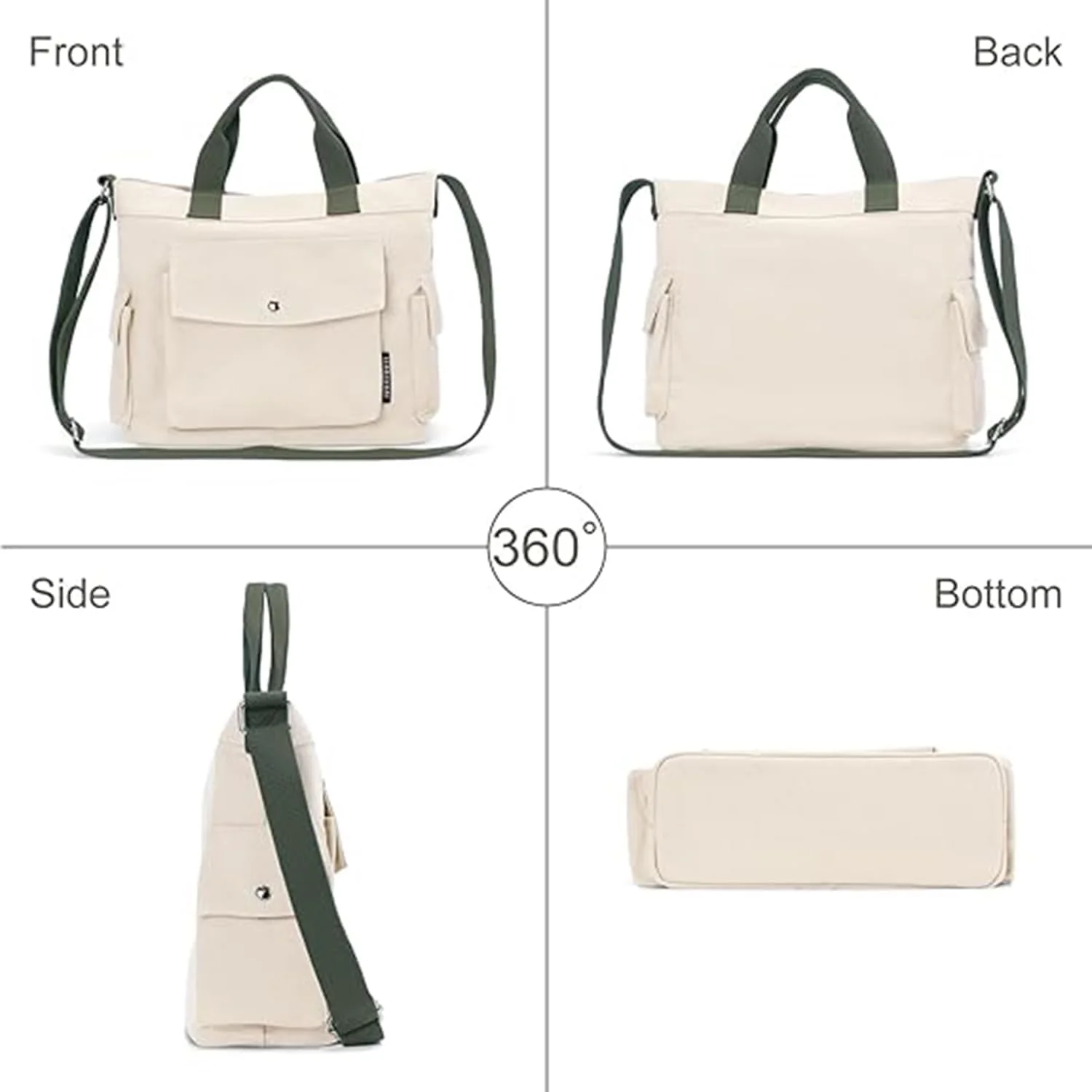 کیف دستی زنانه، کیف بزرگ کراس بادی، کیف دوشی دخترانه با جیب های متعدد، کیف پیام رسان غیر رسمی برای دفتر و مسافرت (مشکی)