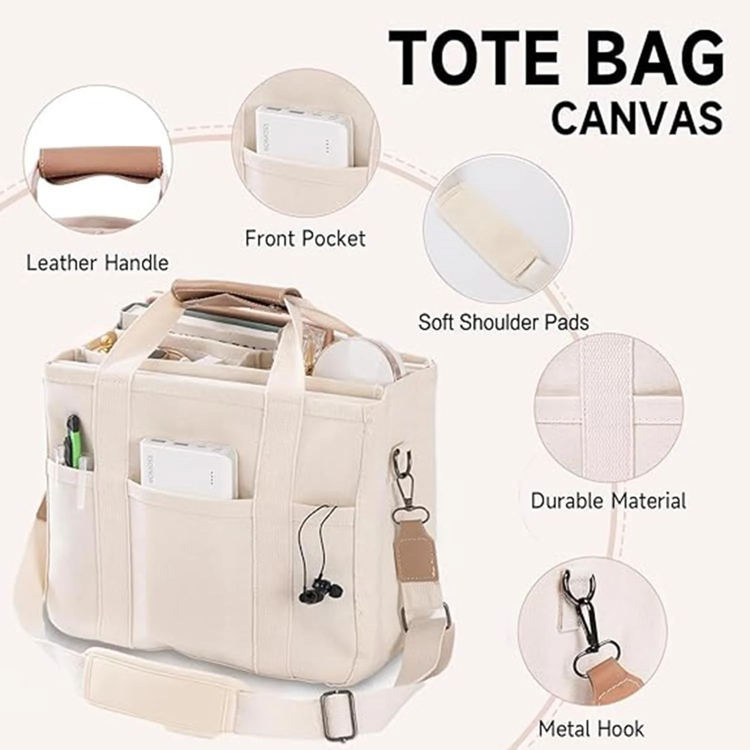 کیف دستی بوم بزرگ چند جیبی، کیف دوشی و دستی زنانه، مناسب برای کار، مسافرت، خرید، قرار ملاقات، هدیه