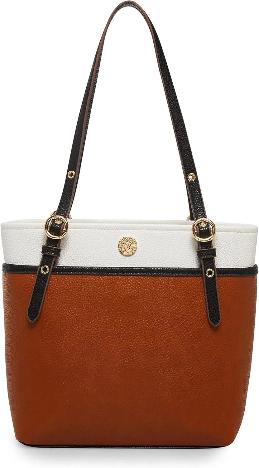 کیف دستی زنانه Anne Klein مدل کلاسیک جیب دار، زنجبیلی بیسکویتی/سفید/مشکی، سایز One Size US