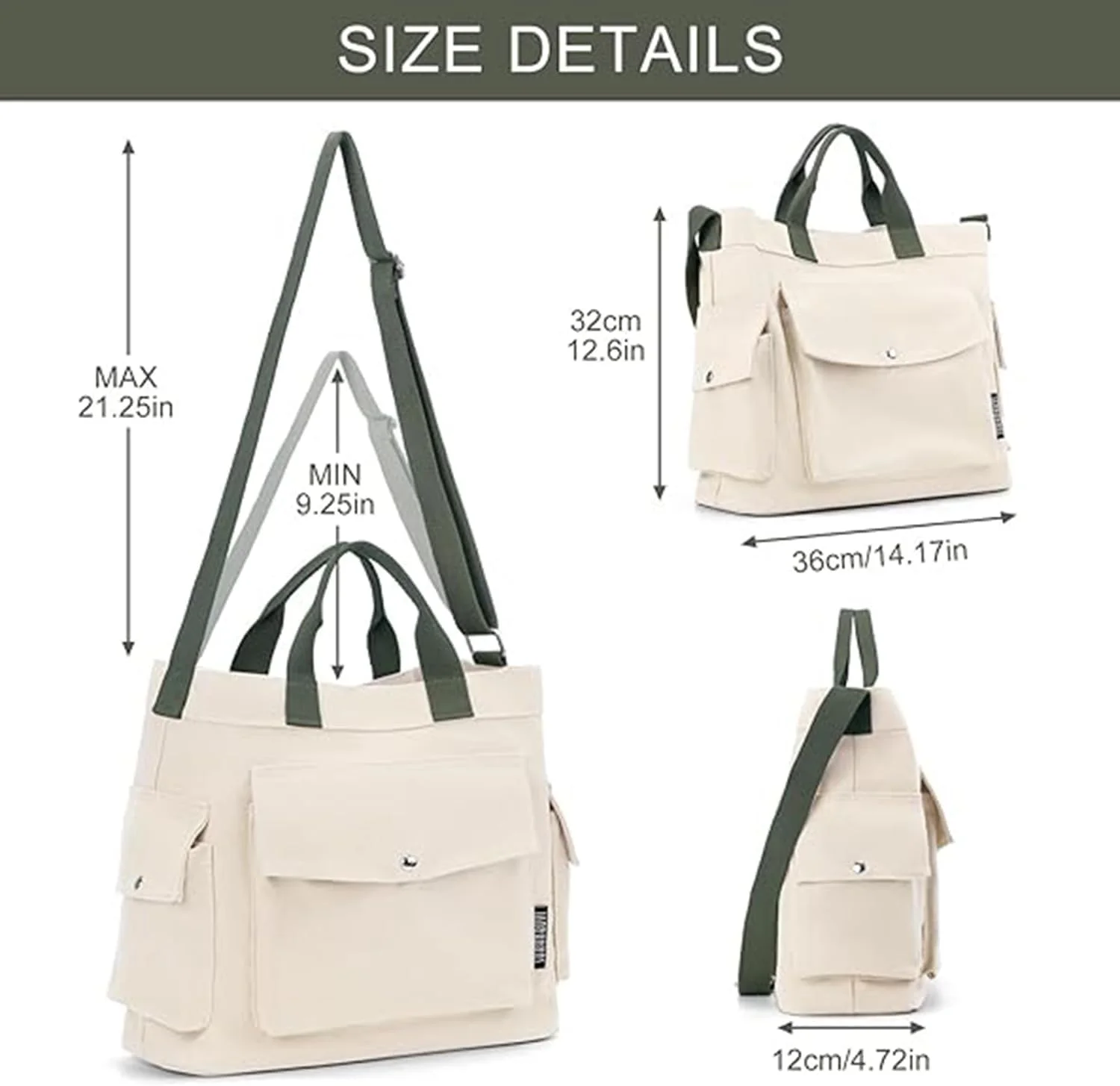 کیف دستی زنانه، کیف بزرگ کراس بادی، کیف دوشی دخترانه با جیب های متعدد، کیف پیام رسان غیر رسمی برای دفتر و مسافرت (مشکی)