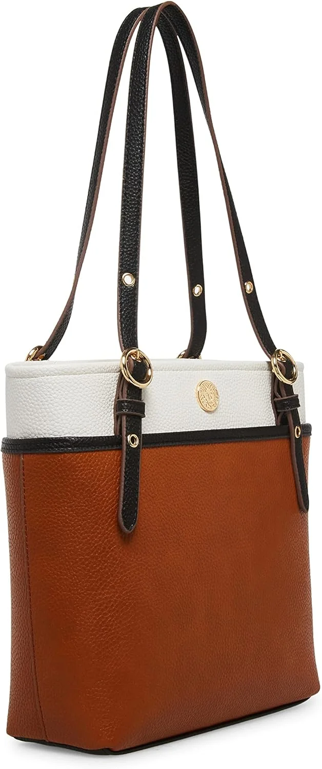 کیف دستی زنانه Anne Klein مدل کلاسیک جیب دار، زنجبیلی بیسکویتی/سفید/مشکی، سایز One Size US