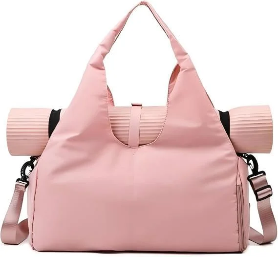 کیف دستی زنانه دفسدا با زیپ، کیف شانه ای لپ تاپ 39x31x15.5 سانتی متر، کیف باشگاه یوگا، دارای سگک تشک یوگا، ایده آل برای ورزش و کار، متوسط، بژ