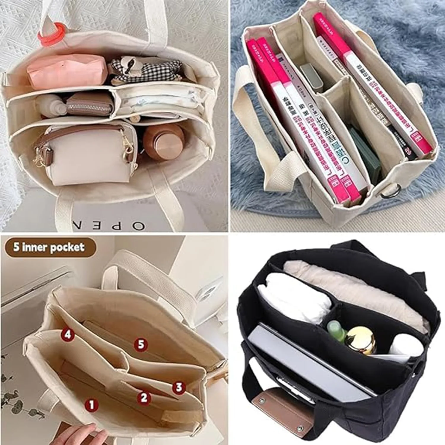 کیف دستی بوم بزرگ چند جیبی، کیف دوشی و دستی زنانه، مناسب برای کار، مسافرت، خرید، قرار ملاقات، هدیه