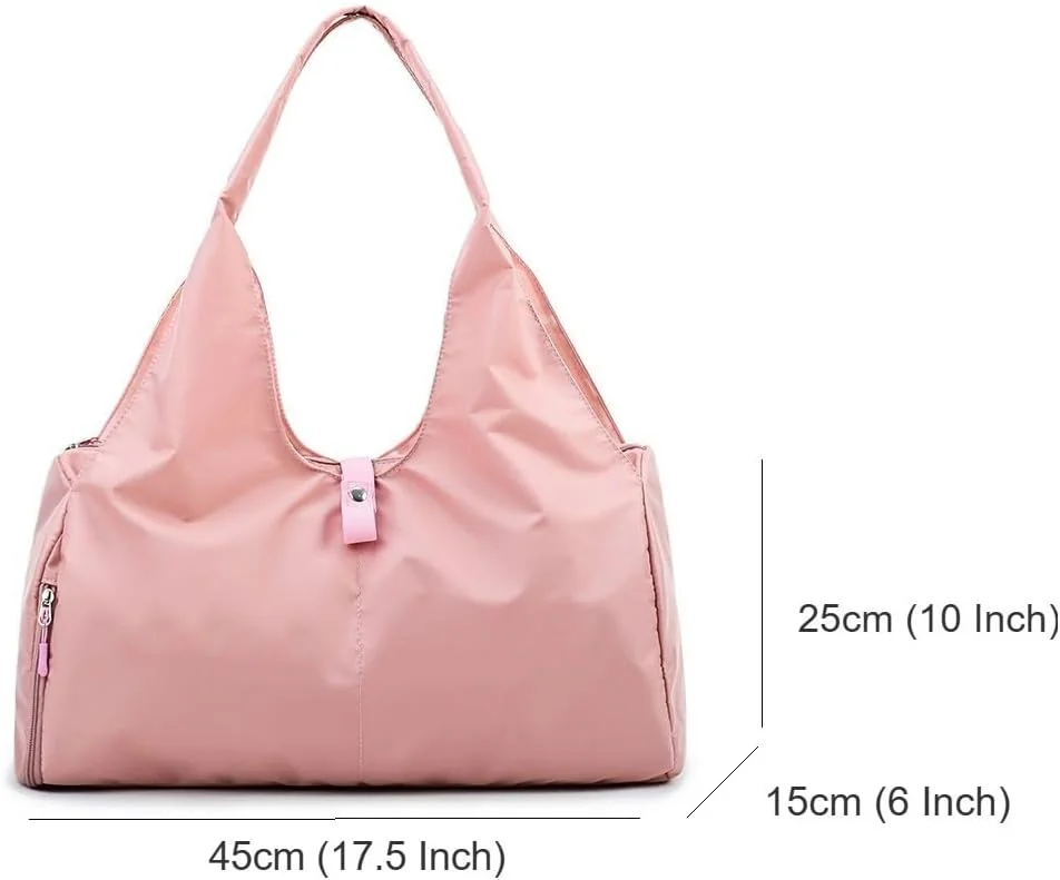 کیف دستی زنانه دفسدا با زیپ، کیف شانه ای لپ تاپ 39x31x15.5 سانتی متر، کیف باشگاه یوگا، دارای سگک تشک یوگا، ایده آل برای ورزش و کار، متوسط، بژ