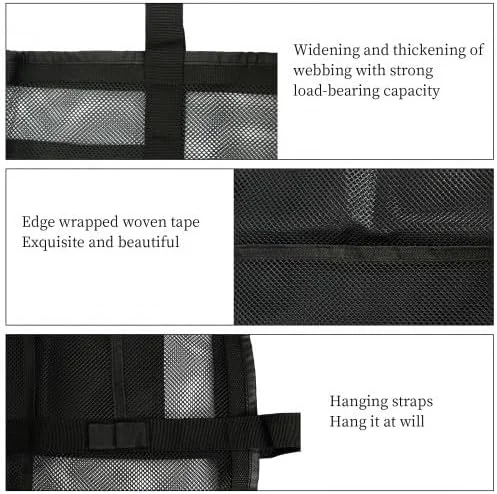 کیف توری بزرگ ساحلی برای خانم ها و آقایان، تاشو 40 لیتری ضد آب با زیپ، جداسازی خشک و مرطوب، جیب های جانبی - کیف استخری مشکی دوشی برای مسافرت، باشگاه، پیک نیک، خرید، 50x20x35 سانتی متر