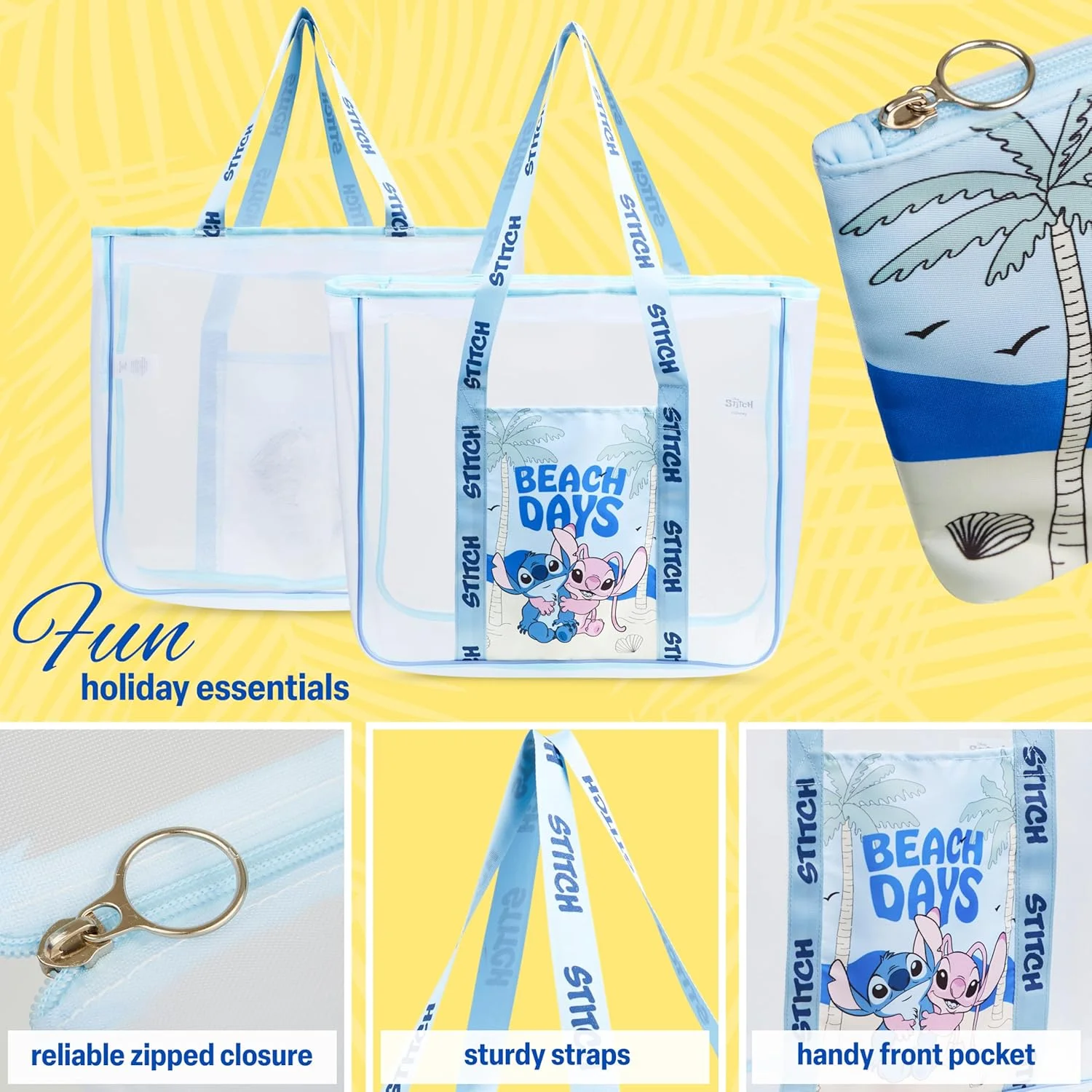 کیف مسافرتی ترند برای زنان و نوجوانان، کیف توری زیپ‌دار با کیف کوچک زیپ‌دار، لوازم ضروری سفر برای تعطیلات، استخر، شنا، باشگاه، پیک نیک