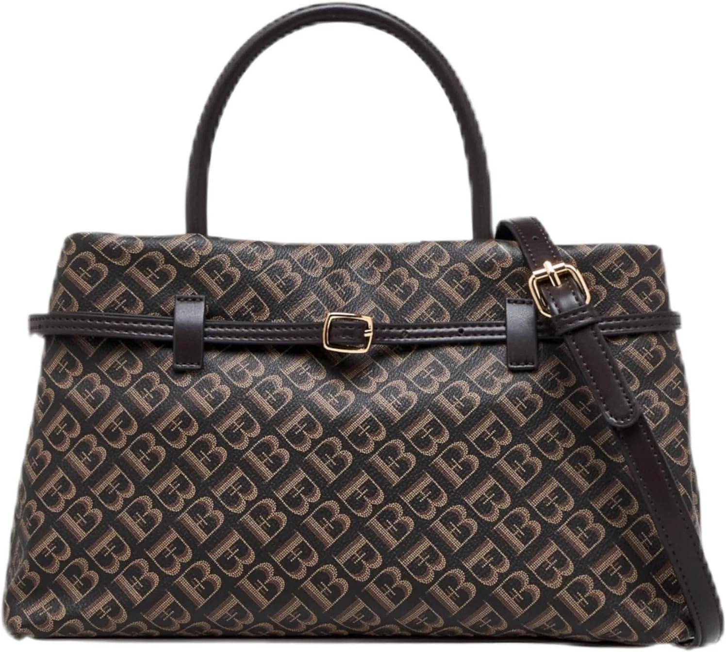 کیف دستی زنانه Flora Bella By Shoexpress با طرح مونوگرام، بند جداشدنی و بست زیپی، قهوه ای، سایز One Size