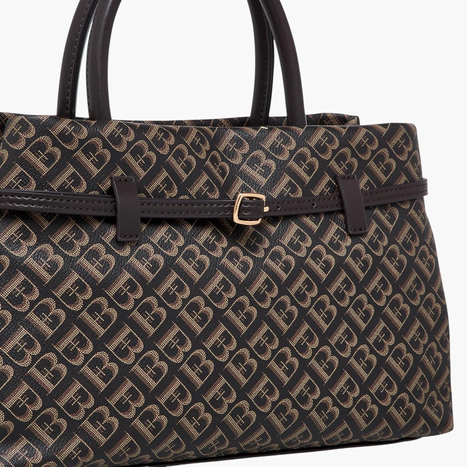 کیف دستی زنانه Flora Bella By Shoexpress با طرح مونوگرام، بند جداشدنی و بست زیپی، قهوه ای، سایز One Size