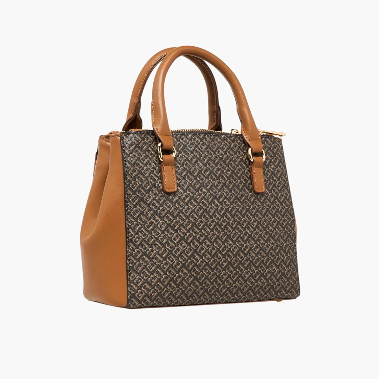 کیف دستی زنانه Flora Bella By Shoexpress با طرح مونوگرام، دسته های بالایی و بند جداشدنی، قهوه ای، سایز One Size