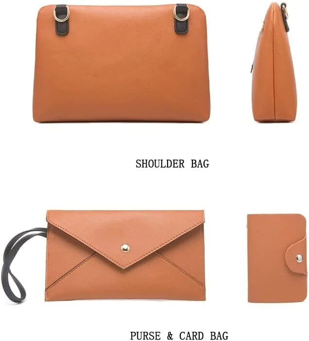 ست کیف دستی زنانه 4 تکه شامل کیف پول، کیف بزرگ، کیف دوشی و کیف دستی با دسته