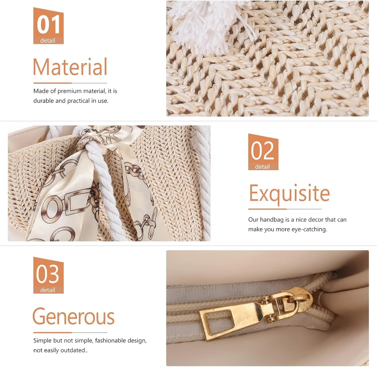 کیف حصیری اکسفور، کیف بزرگ بافتنی ساحلی تابستانی، کیف دستی دوشی با دسته برای تعطیلات بانوان