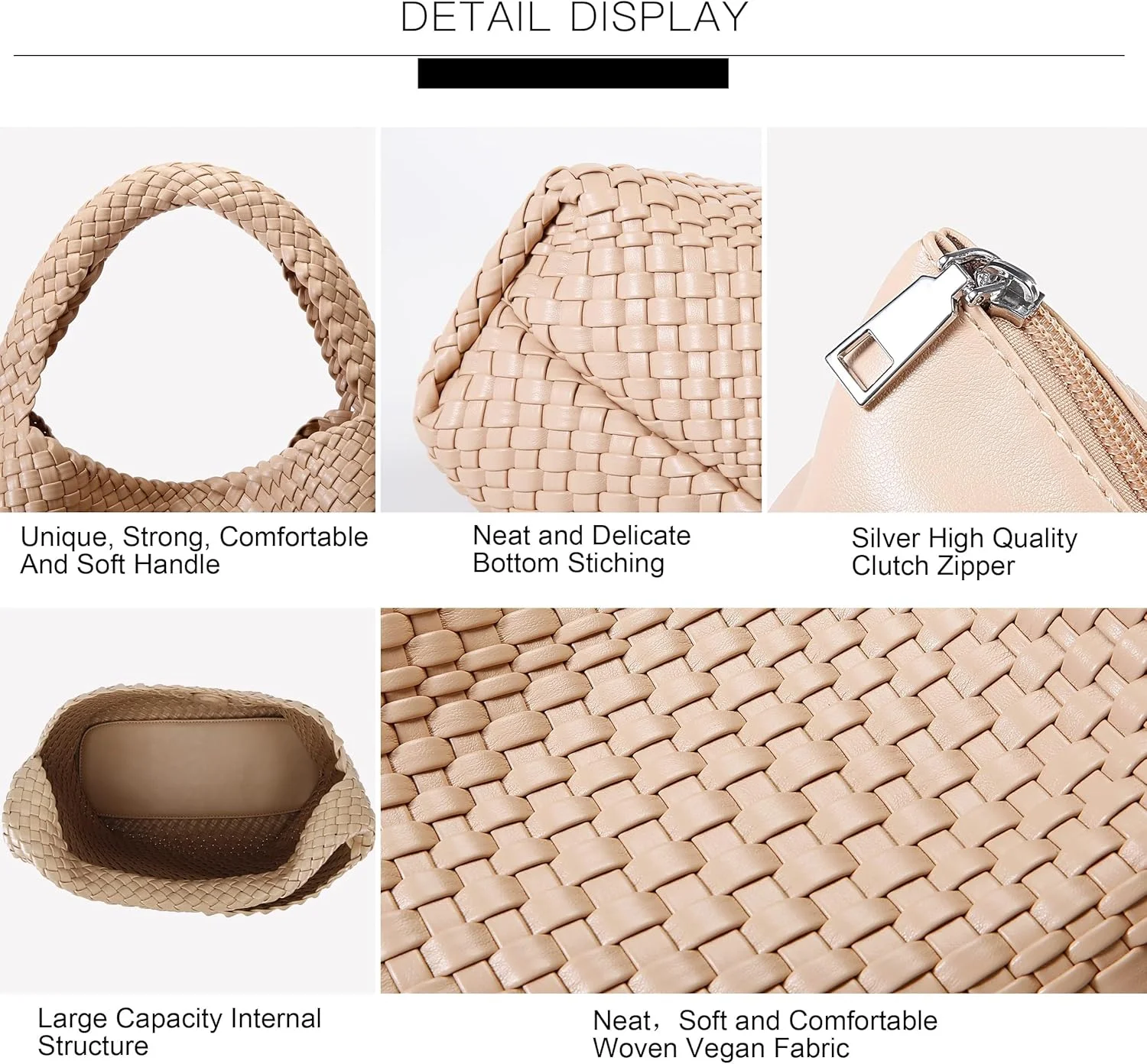 کیف بافتنی زنانه، کیف دستی تابستانی نرم و سبک با دسته بالایی، کیف دستی بوهو روزمره، کیف دوشی