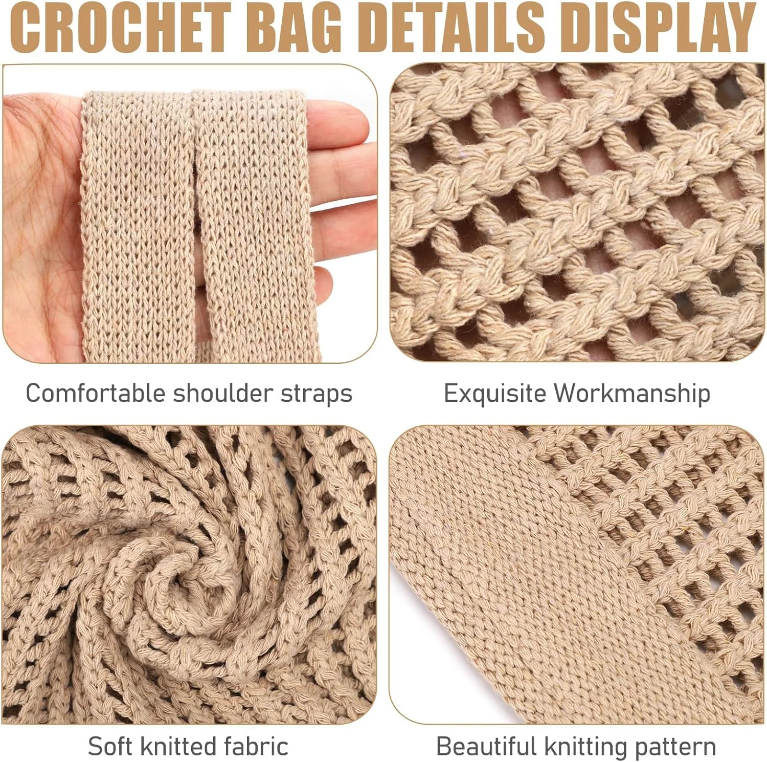کیف های قلاب بافی Excefore برای زنان، کیف دستی ساحلی تابستانی، کیف دستی زیبا، کیف بافتنی