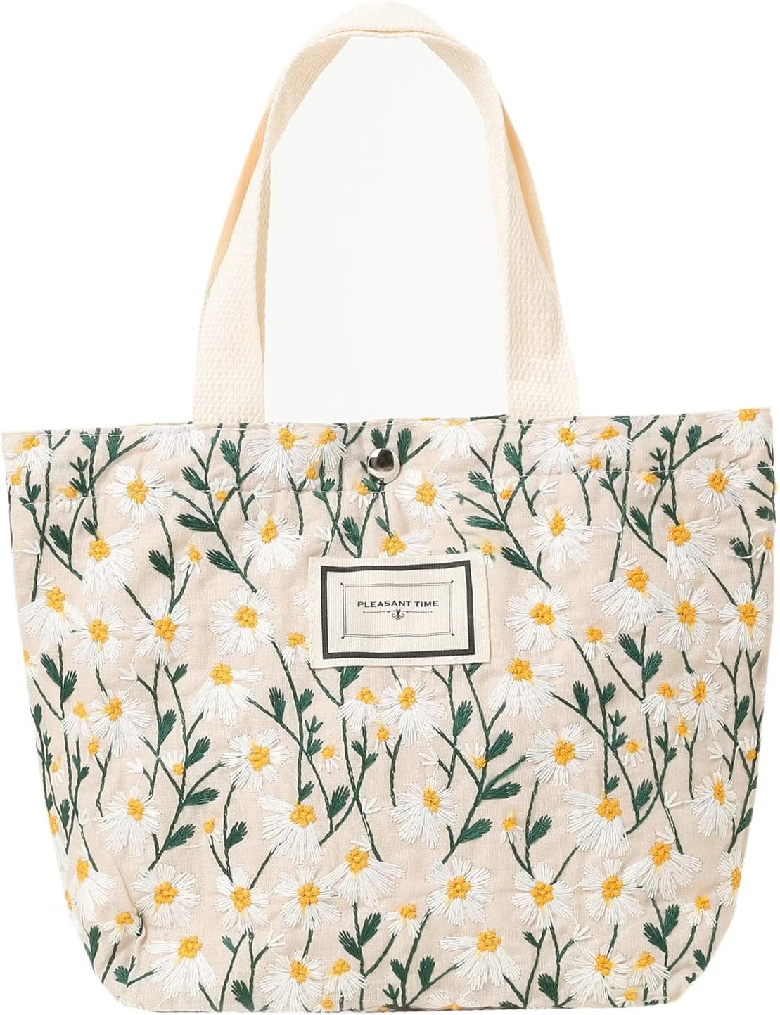 کیف دستی کوچک زنانه - کیف کتابی گلدوزی شده مینیاتوری با طرح گل های بابونه، کیف های قابل استفاده مجدد برای خرید، وسایل ضروری، بطری آب، کلید، کتاب، انجیل