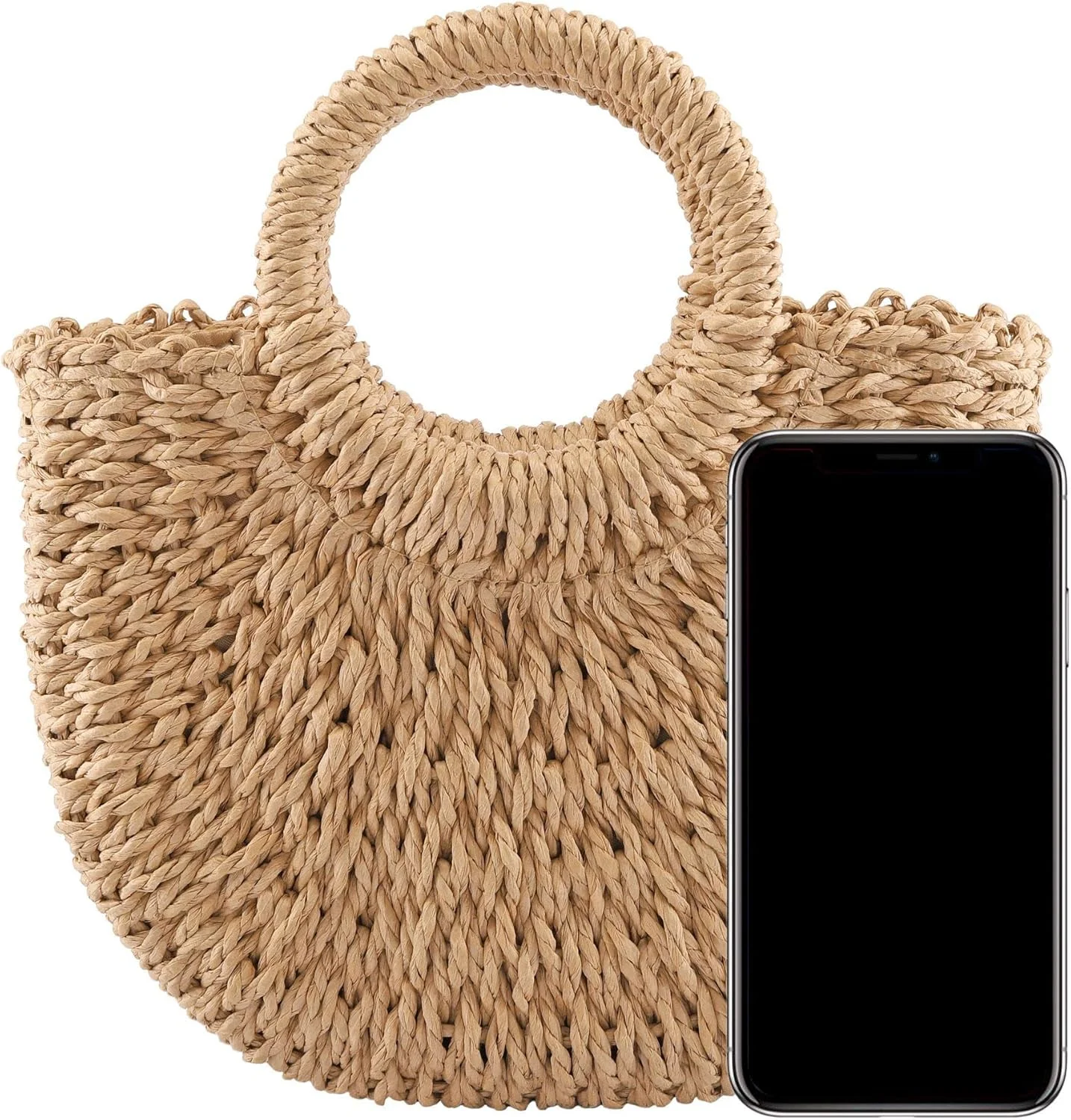 کیف دستی حصیری زنانه Excefore، کیف ساحلی تابستانی، کیف بزرگ حصیری دست ساز زنانه