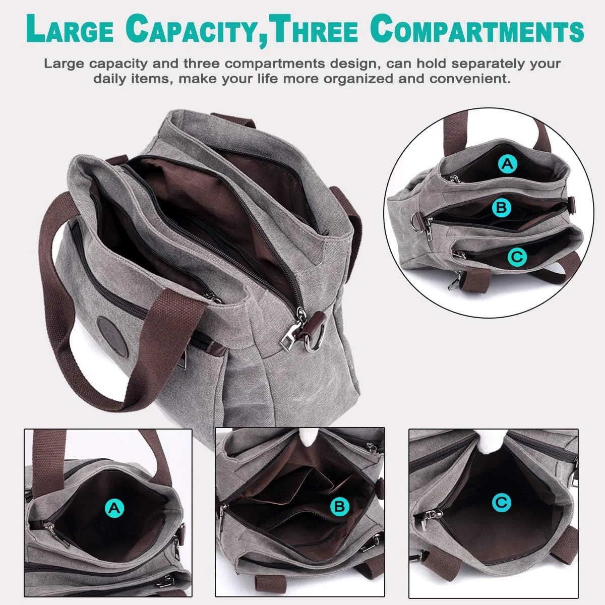 کیف دستی هوبو زنانه DOURR، کیف کراس بادی نایلونی سبک وزن با محفظه‌های متعدد