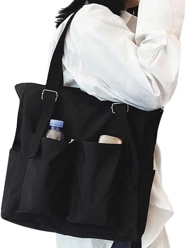 کیف دستی زنانه Cici با جیب های متعدد و بست زیپی، کیف های دانشجویی رودوشی، کیف دستی پلی استر ضخیم