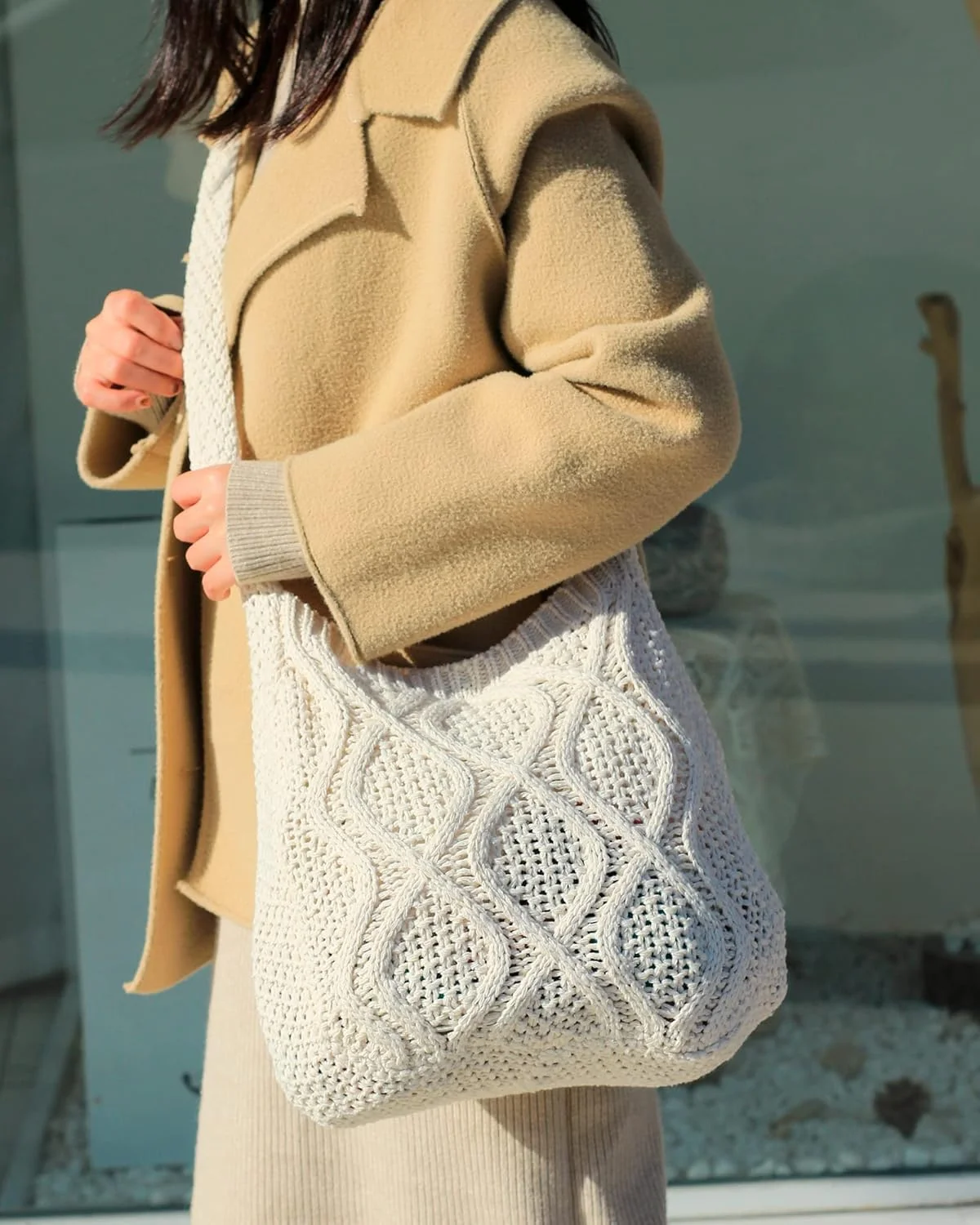 کیف بافتنی زنانه ENBEI، کیف دوشی کیف بافتنی زنانه ENBEI، کیف دوشی