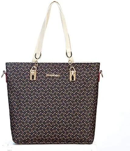 کیف دستی زنانه GulfDealz و کیف شانه ای، کیف بزرگ مناسب کار، ست 6 تکه - قهوه ای