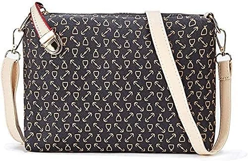 کیف دستی زنانه GulfDealz و کیف شانه ای، کیف بزرگ مناسب کار، ست 6 تکه - قهوه ای