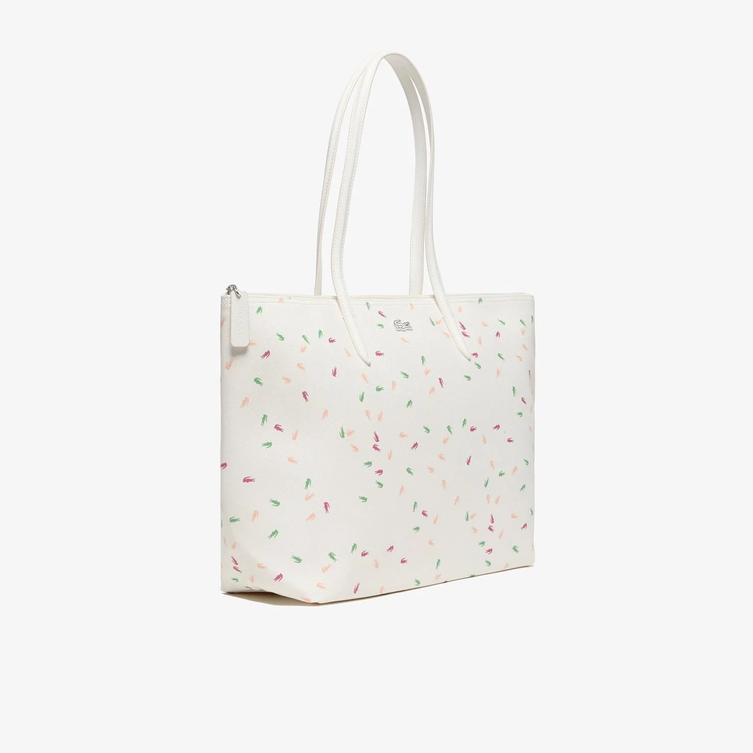 کیف دستی بزرگ زنانه لاگوست مدل L.12.12 با طرح چاپی، طرح کروکودیل رنگی