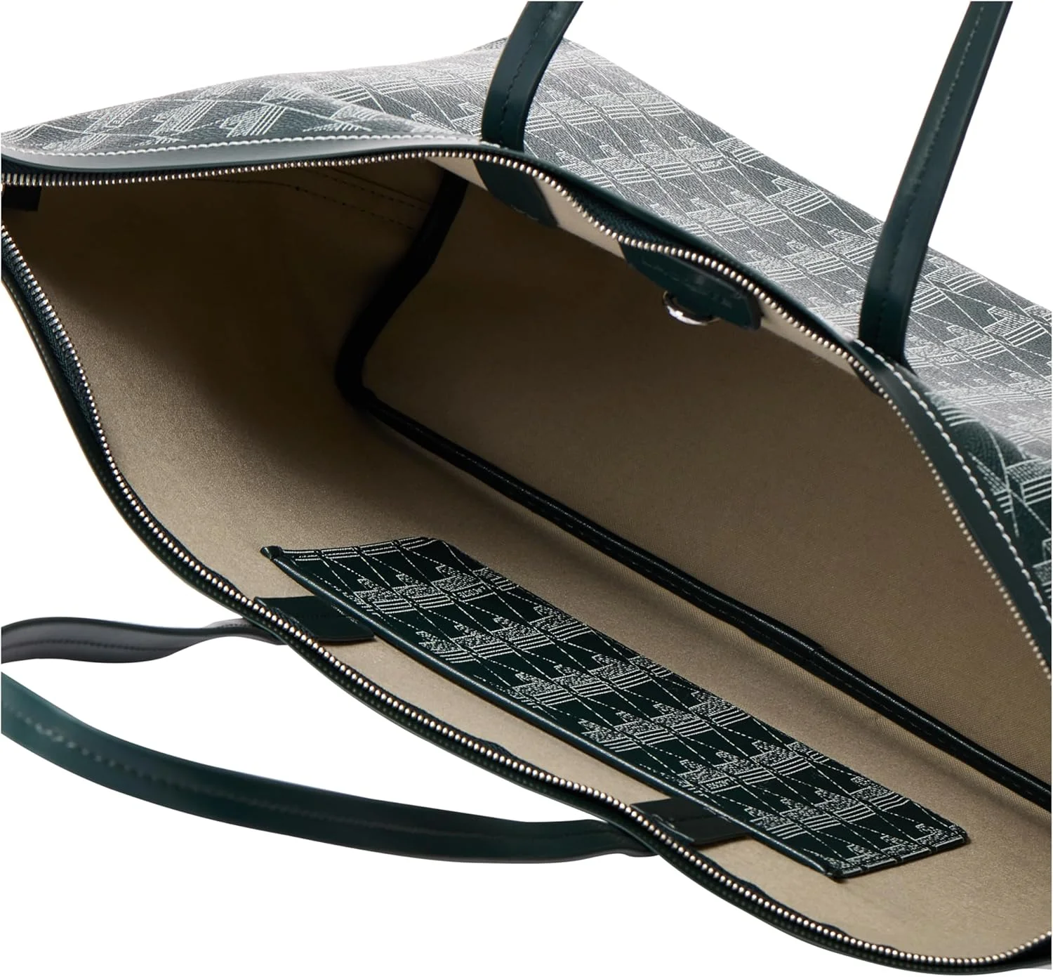 کیف دستی لاکوست مدل Zely بافت‌دار به همراه کیف کوچک زنانه، رنگ Mono Sinople Farine