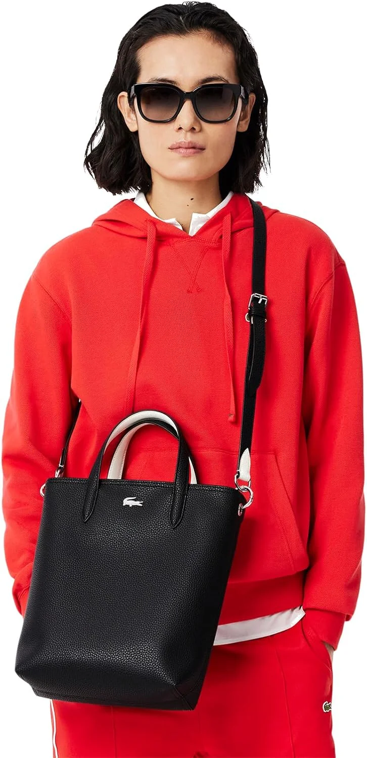 کیف دستی زنانه لاکوست مدل آنا عمودی دو رو - مشکی شیری