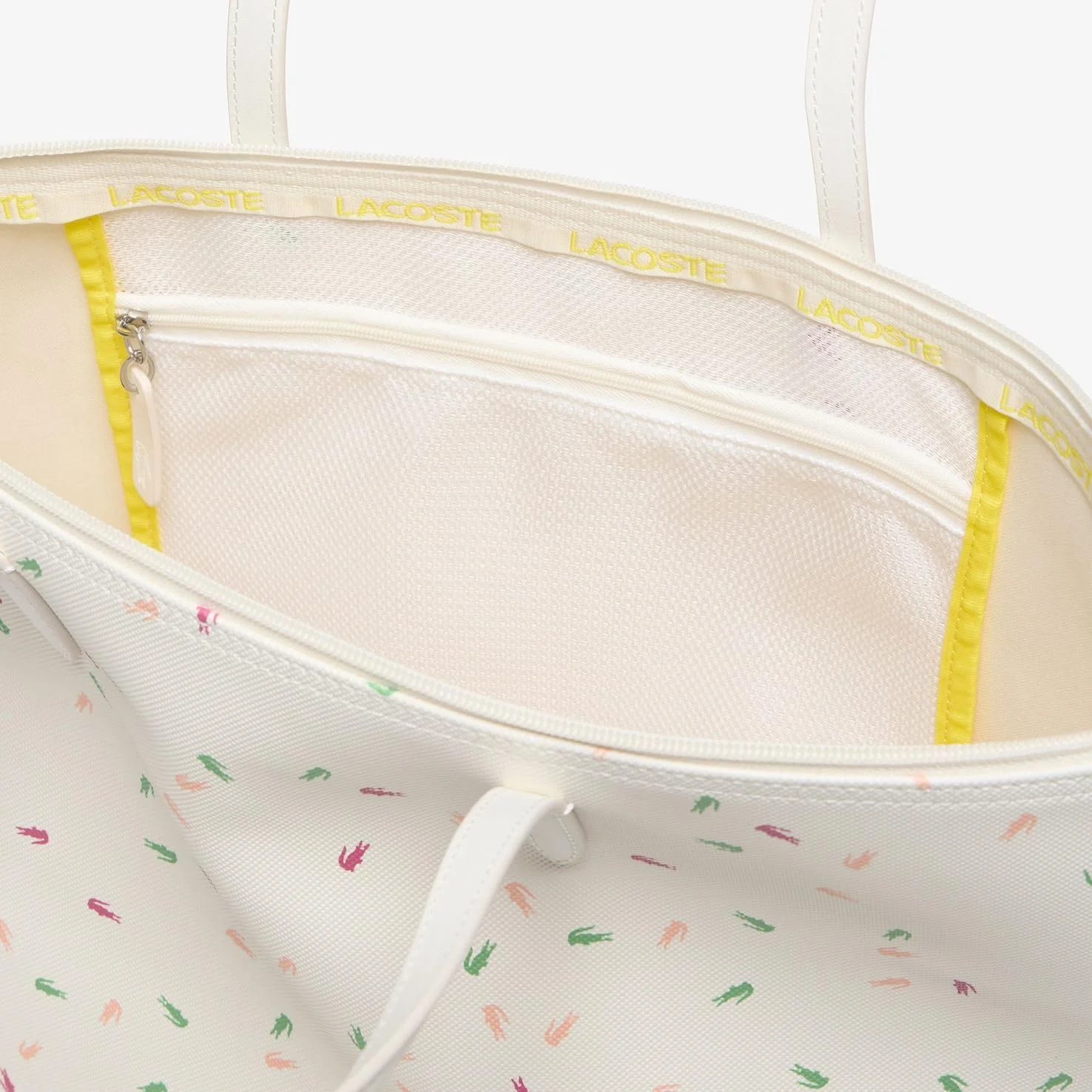 کیف دستی بزرگ زنانه لاگوست مدل L.12.12 با طرح چاپی، طرح کروکودیل رنگی