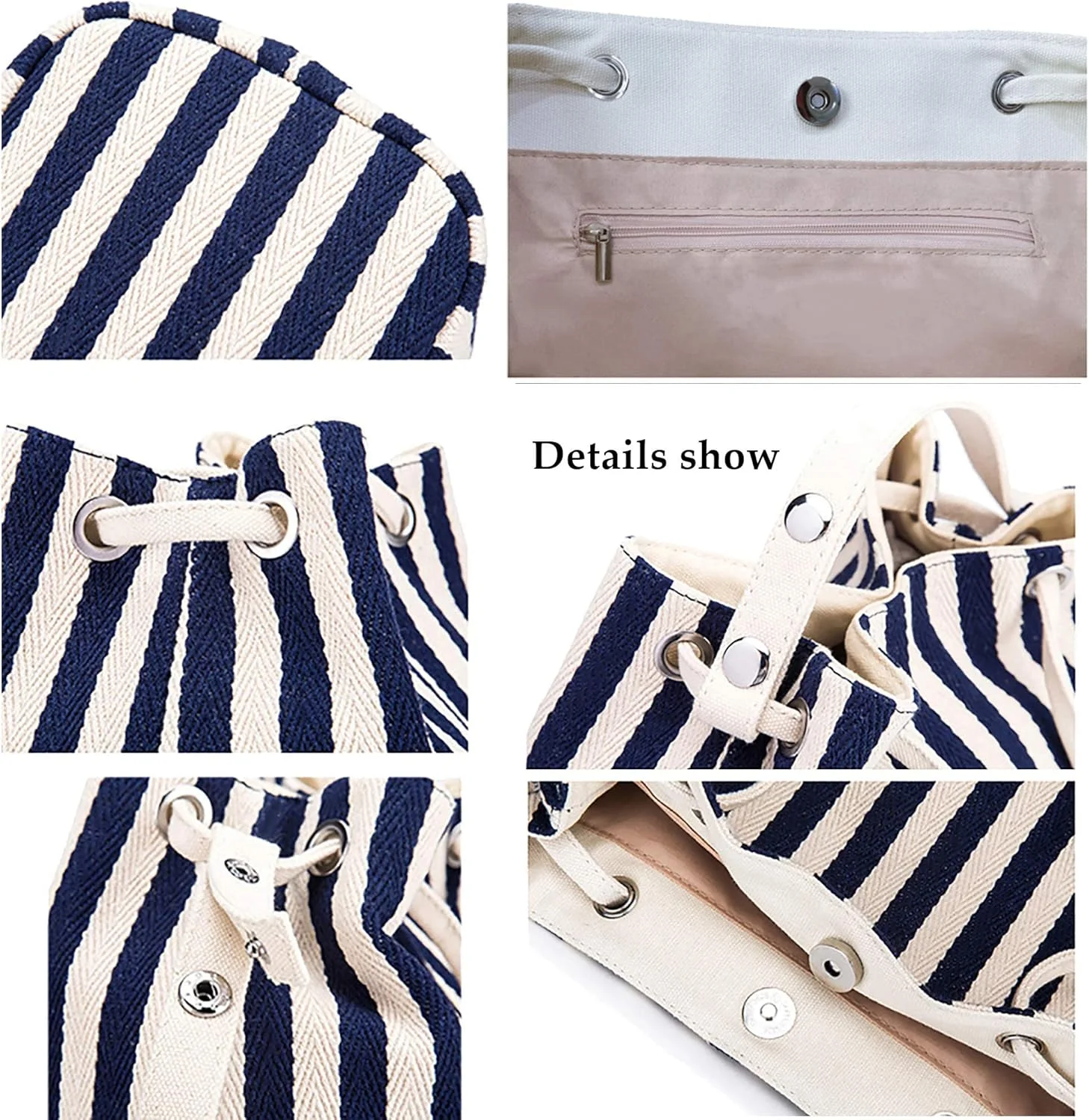 کیف دستی زنانه برزنتی تابستانی، کیف چند منظوره ساحلی غیر رسمی، کیف خرید بند دار، کیف دوشی، کیف دستی روزانه برای استفاده روزمره بانوان (آبی)