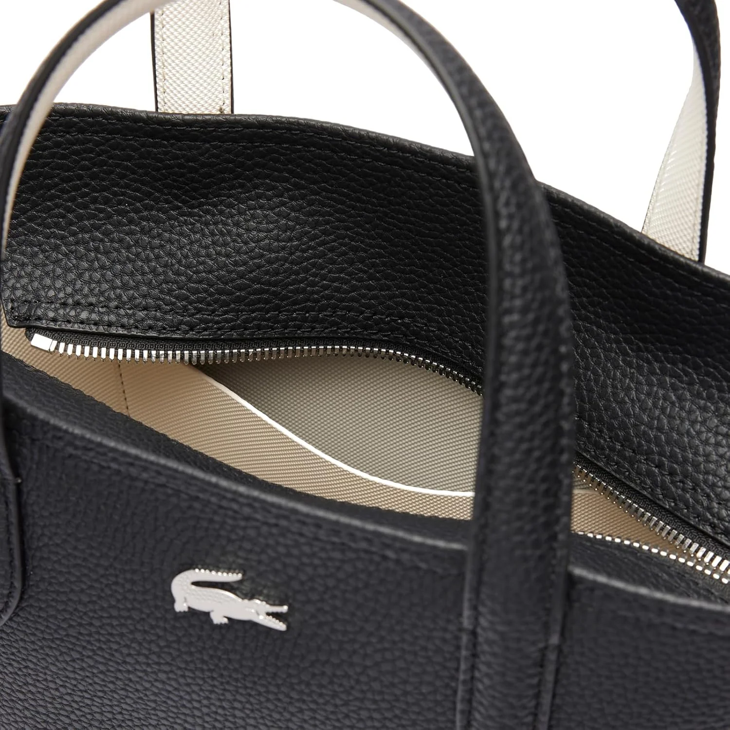 کیف دستی زنانه لاکوست مدل آنا عمودی دو رو - مشکی شیری