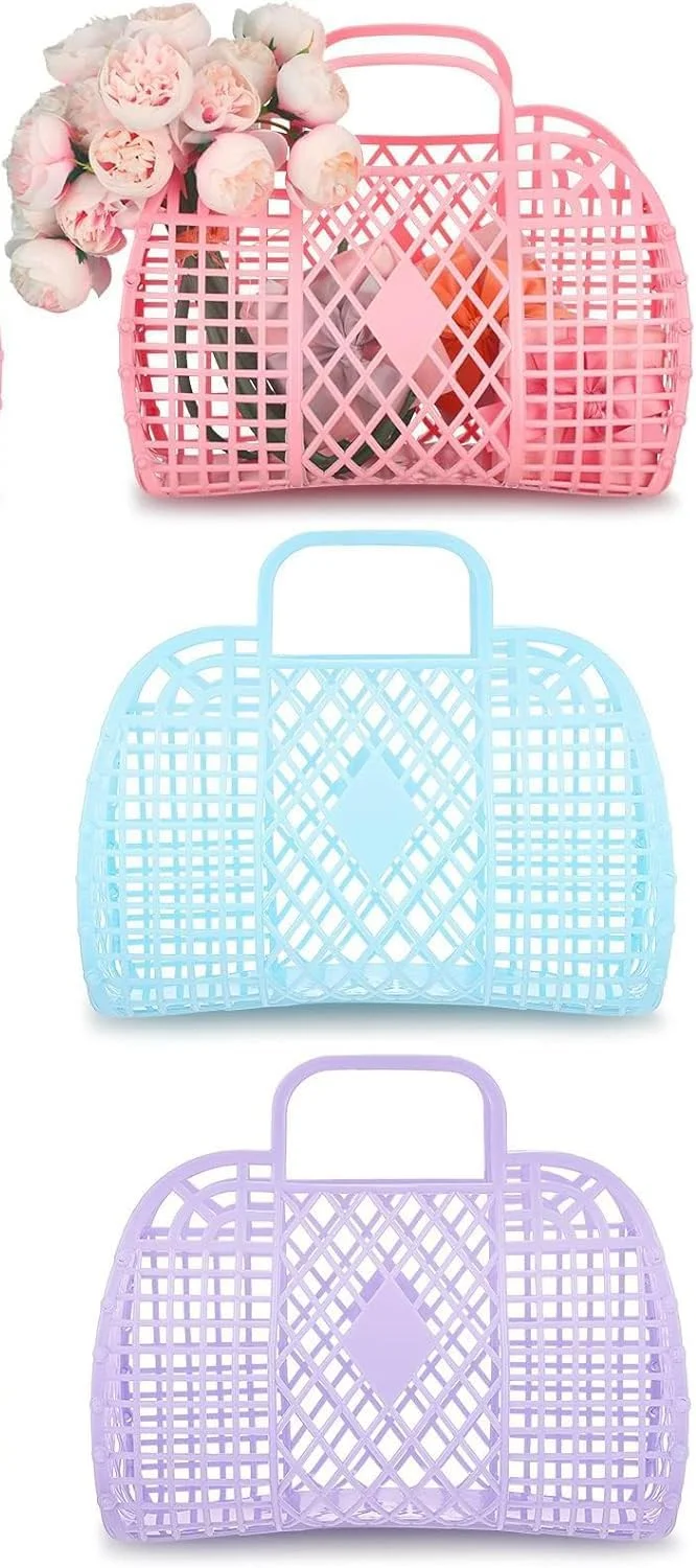 سبد هدیه NALACAL، 3 عدد کیف دستی ژله ای برای هدیه عروسی بانوان، کیف دستی پلاستیکی ساحلی برای ساقدوش عروس، کیف سبدی پلاستیکی دخترانه سبد هدیه NALACAL، 3 عدد کیف دستی ژله ای برای هدیه عروسی بانوان، کیف دستی پلاستیکی ساحلی برای ساقدوش عروس، کیف سبدی پلاستیکی دخترانه