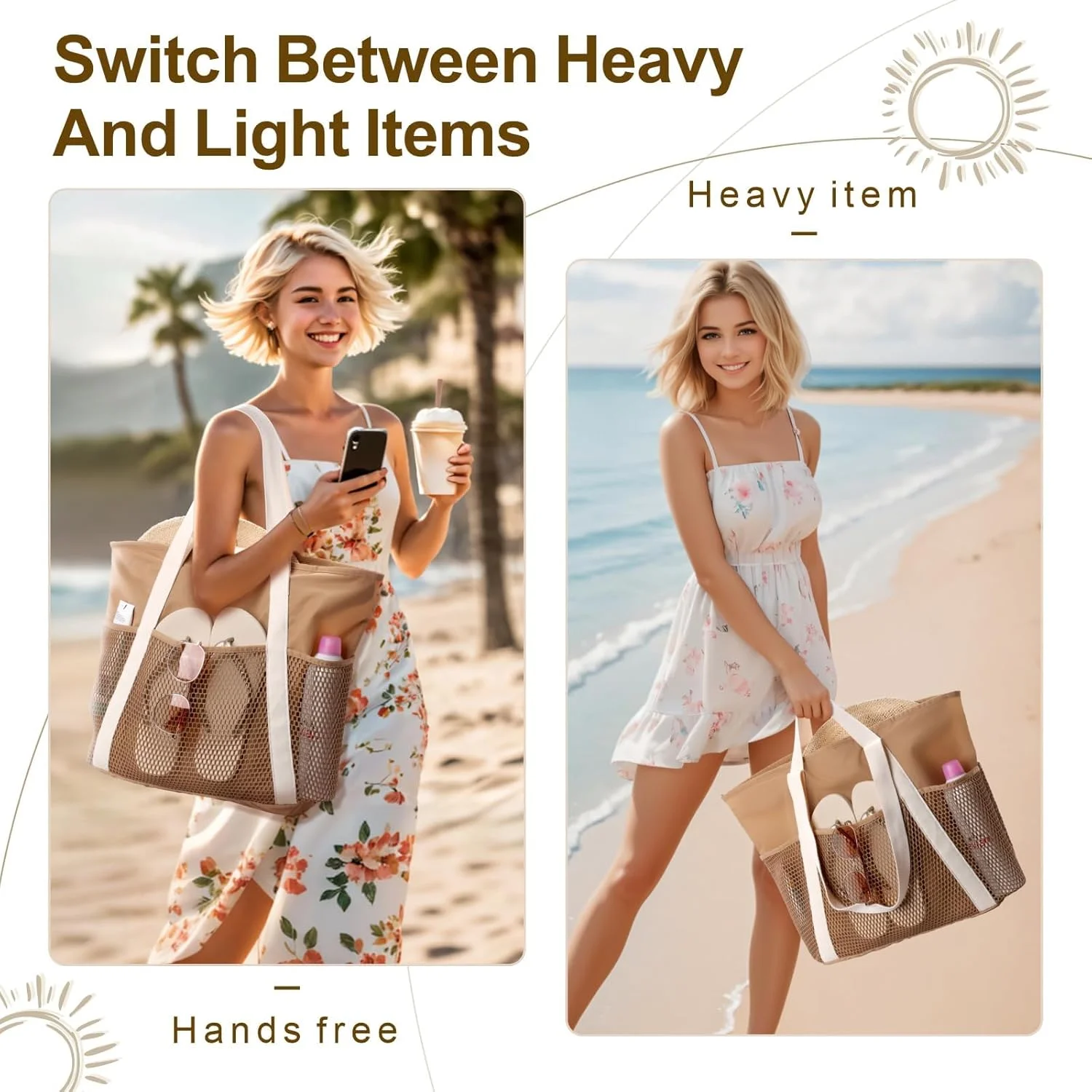 کیف دستی ساحلی سبک وزن و ضد آب نالاکال برای بانوان - دارای ۸ جیب، طراحی با قابلیت شستشو و جمع شدن آسان، ایده آل برای مسافرت، سفر دریایی و استفاده در کنار استخر کیف دستی ساحلی سبک وزن و ضد آب نالاکال برای بانوان - دارای ۸ جیب، طراحی با قابلیت شستشو و جمع شدن آسان، ایده آل برای مسافرت، سفر دریایی و استفاده در کنار استخر