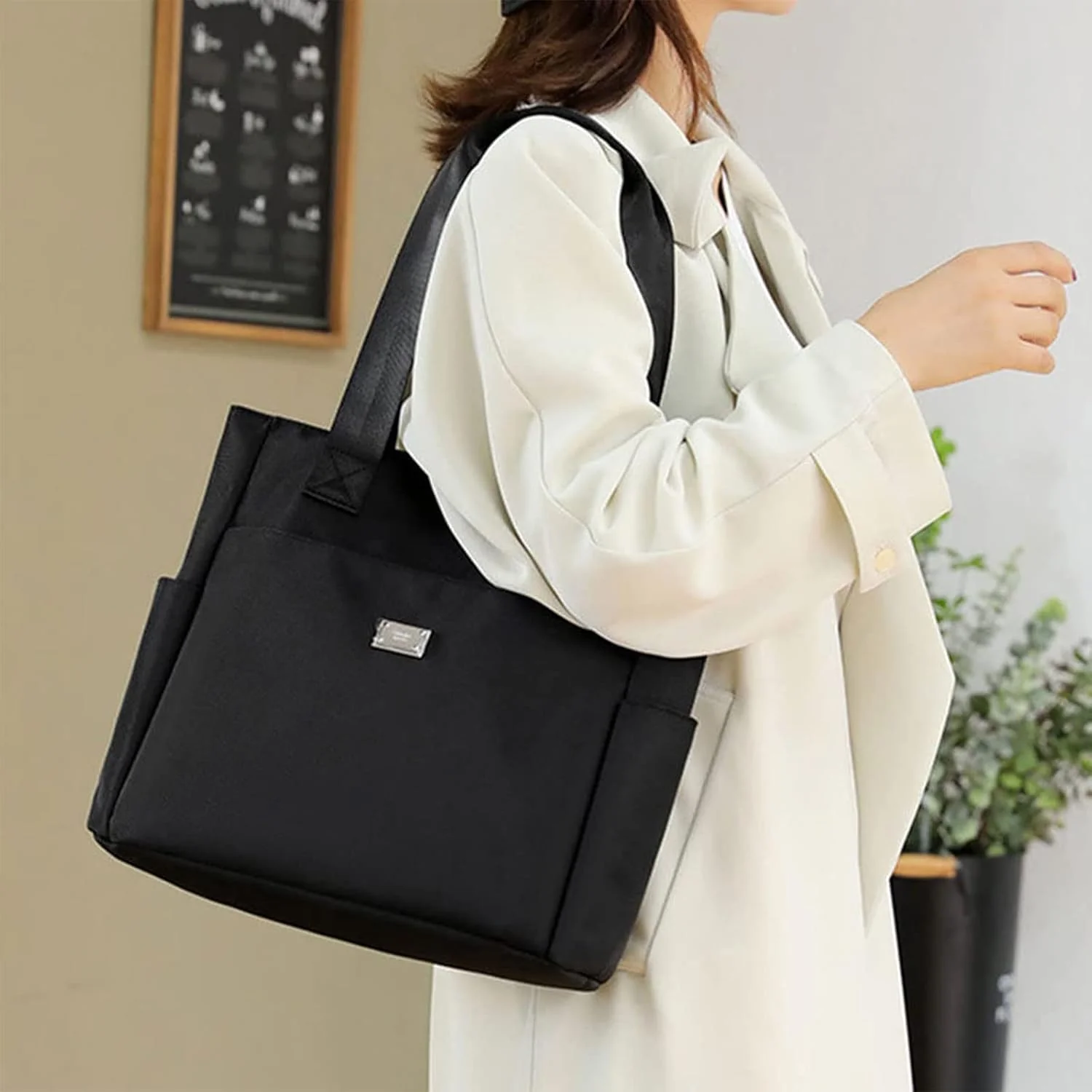 کیف دوشی نایلونی سبک و ضد آب، کیف دستی زنانه با ظرفیت بالا، کیف نایلونی برای باشگاه، کار، مدرسه (آبی)