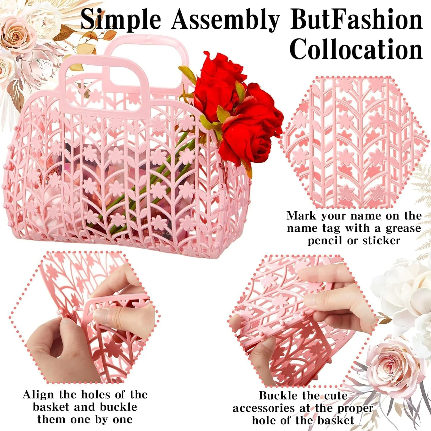 کیف دستی ژله ای NALACAL، بسته 6 عددی کیف دستی ژله ای زنانه برای هدیه عروسی، کیف ژله ای ساحلی تابستانی، کیف ساحلی دخترانه، سبد ساحلی ژله ای پلاستیکی برای ساقدوش عروس، سبد هدیه قابل استفاده مجدد (صورتی) کیف دستی ژله ای NALACAL، بسته 6 عددی کیف دستی ژله ای زنانه برای هدیه عروسی، کیف ژله ای ساحلی تابستانی، کیف ساحلی دخترانه، سبد ساحلی ژله ای پلاستیکی برای ساقدوش عروس، سبد هدیه قابل استفاده مجدد (صورتی)