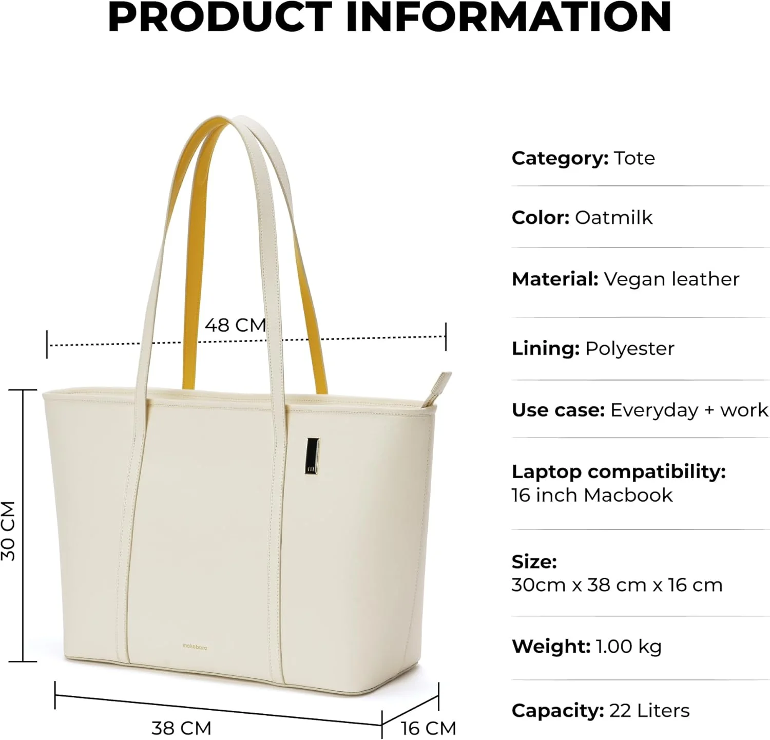 کیف دستی زنانه آسترید موکوبارا | کیف دستی زنانه برای استفاده اداری با چرم مصنوعی و روکش ضد آب، محفظه های متعدد و آستین لپ تاپ پد دار برای مسافرت و کار