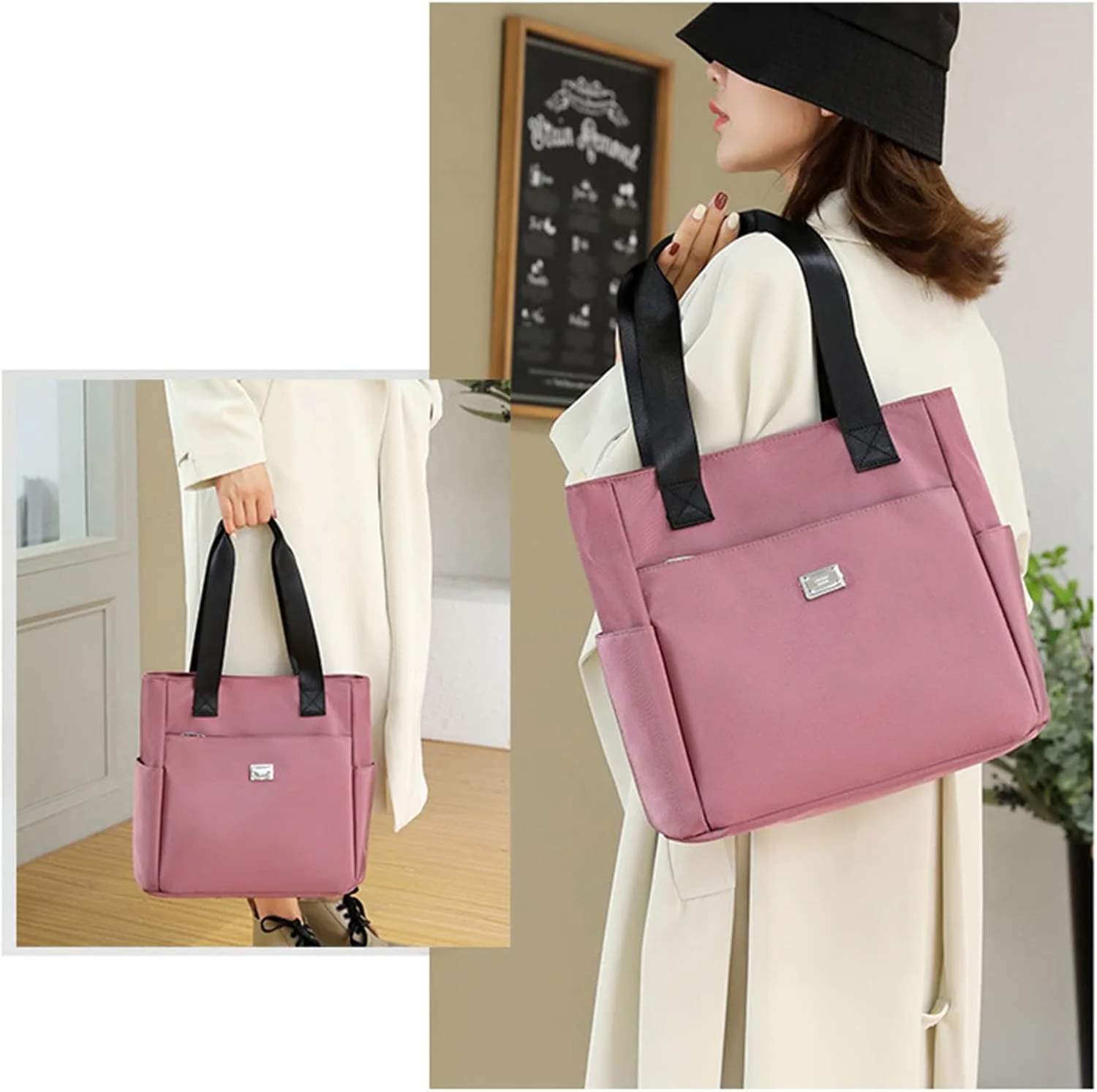 کیف دوشی نایلونی سبک و ضد آب، کیف دستی زنانه با ظرفیت بالا، کیف نایلونی برای باشگاه، کار، مدرسه (آبی)