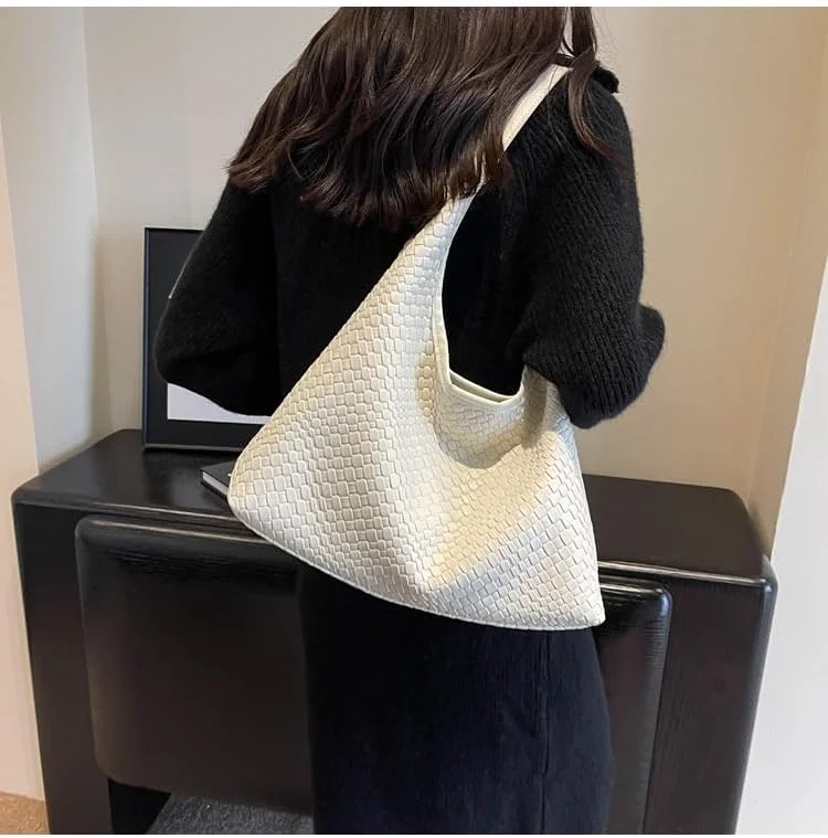 کیف دستی بافت چرم زنانه مدل 2024، کیف دستی با دسته بالایی، کیف دوشی بزرگ و نرم زیر بغل، کیف دستی یکپارچهسازی با سیستمعامل