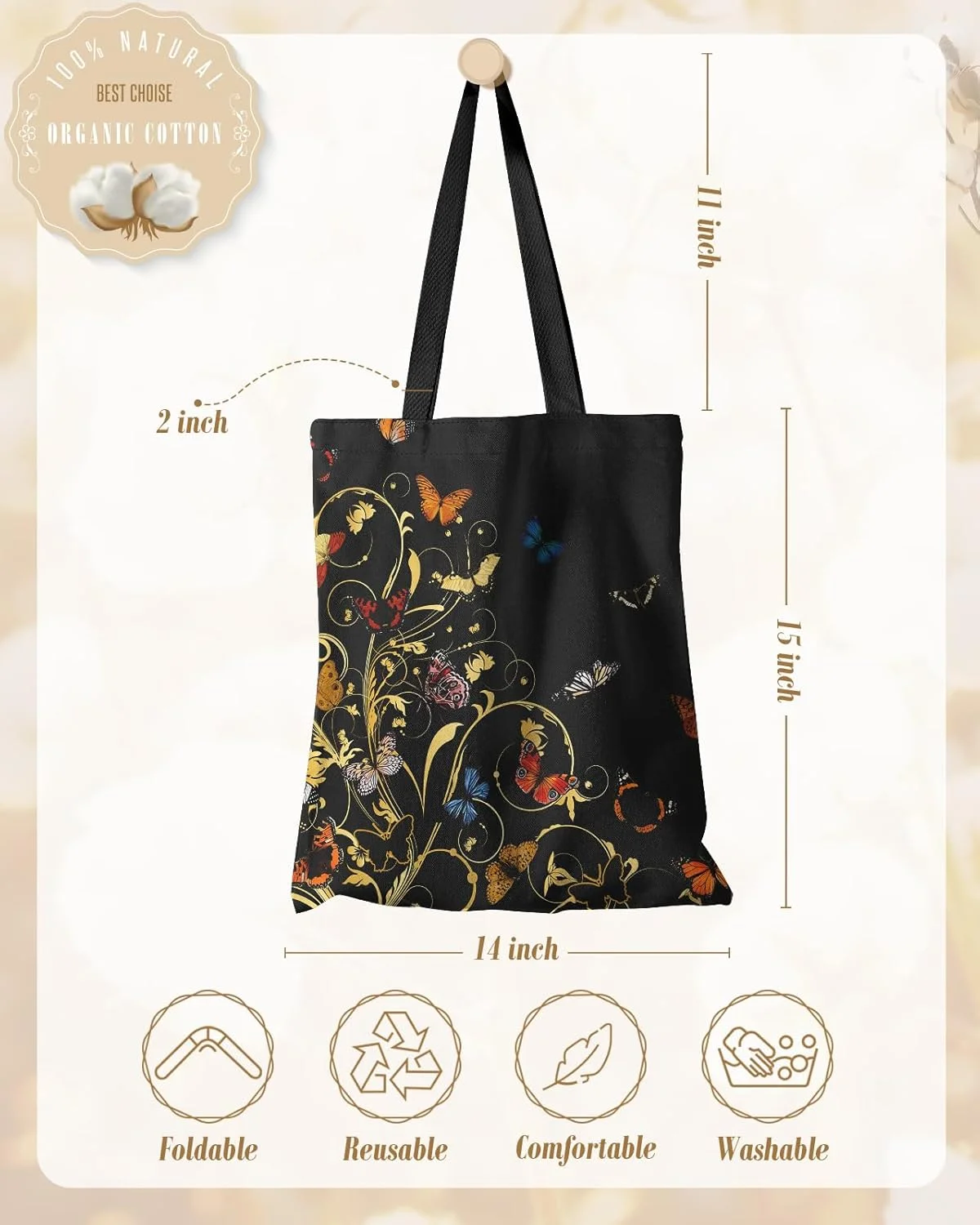 کیف دستی بوم نقاشی طرح دار زنانه، کیف های پارچه ای پنبه ای بادوام برای خرید، خواربار، مدرسه، باشگاه