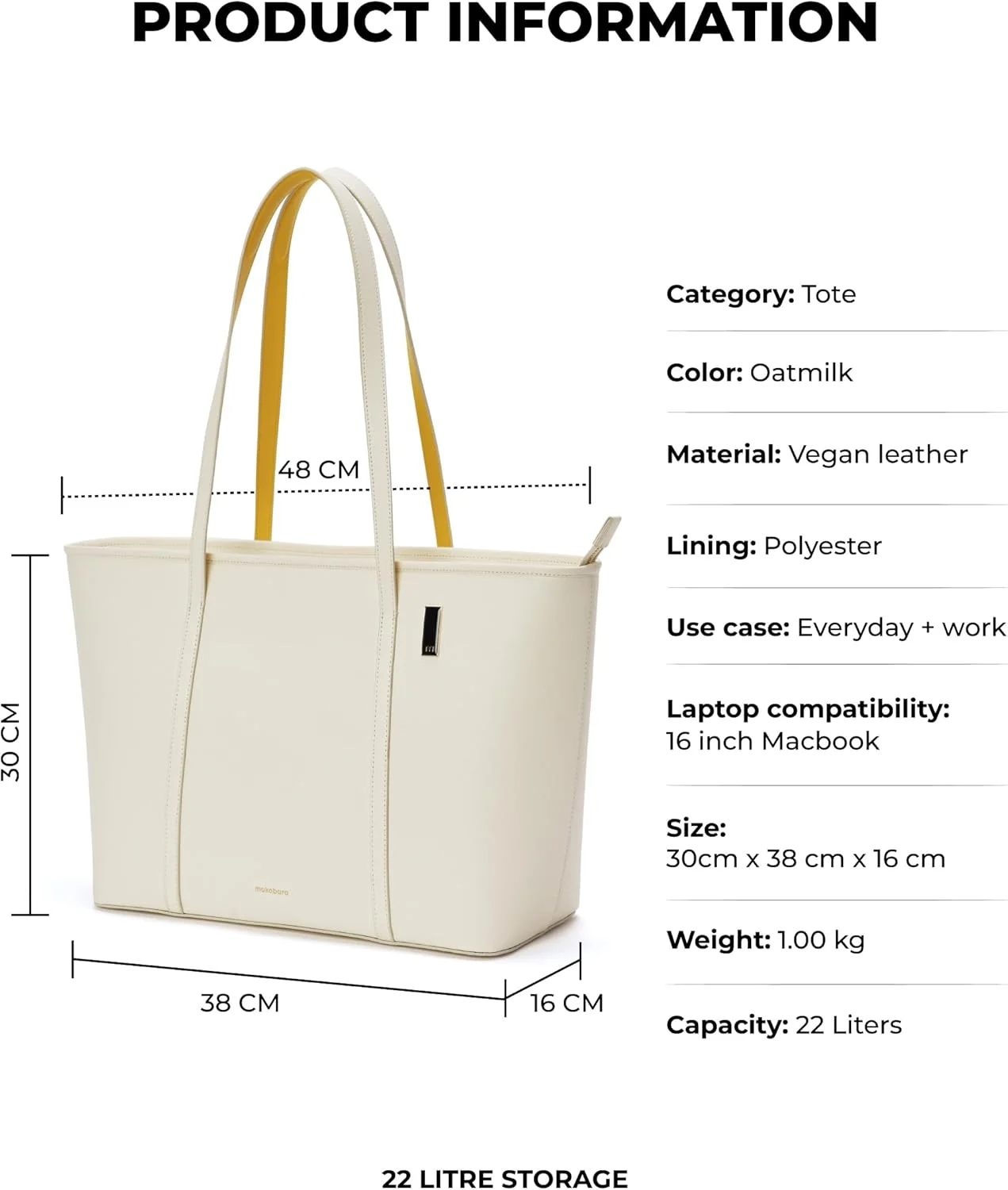 کیف دستی زنانه آسترید موکوبارا | کیف دستی زنانه برای استفاده اداری با چرم مصنوعی و روکش ضد آب، محفظه های متعدد و آستین لپ تاپ پد دار برای مسافرت و کار