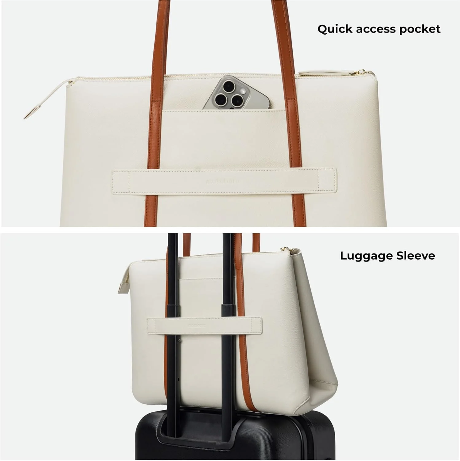 کیف دستی بزرگ زنانه موکوبارا مدل Easy Going Tote از چرم مصنوعی | کیف شیک و جادار مناسب کار، سفر و استفاده روزمره (کرم نارگیلی 2.0، سفید)