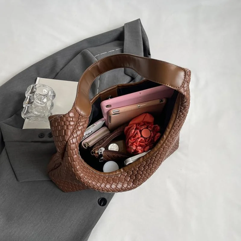 کیف دستی بافت چرم زنانه مدل 2024، کیف دستی با دسته بالایی، کیف دوشی بزرگ و نرم زیر بغل، کیف دستی یکپارچهسازی با سیستمعامل
